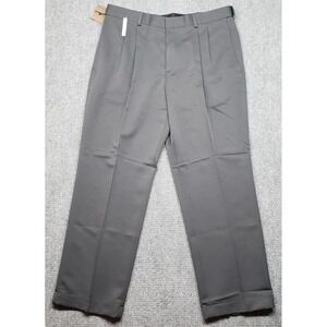 Haggar Dress Pants Mens 36X29 Gray Herringbone Classic Straight No Iron New